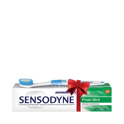 Sensodyne Fresh MInt Toothpaste (With Free Brush)150 Gram