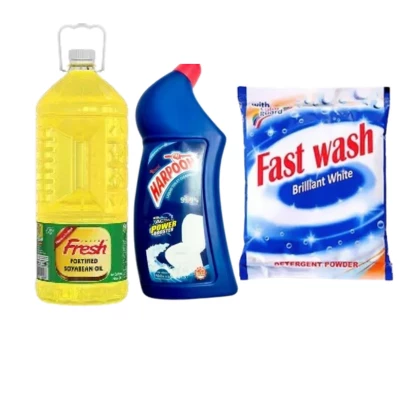 2 Liter Soyabean Oil (Pusti /Teer/Fresh/Bashundhara/Fortune/Rupchanda) with Toilet Cleaner